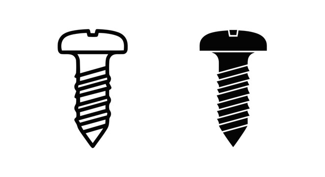 Vector illustration of set of two screw icons, flat design style, vector illustration on a transparent background
