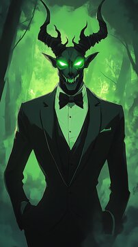Elegant demon in suit digital illustration of a formal fiend