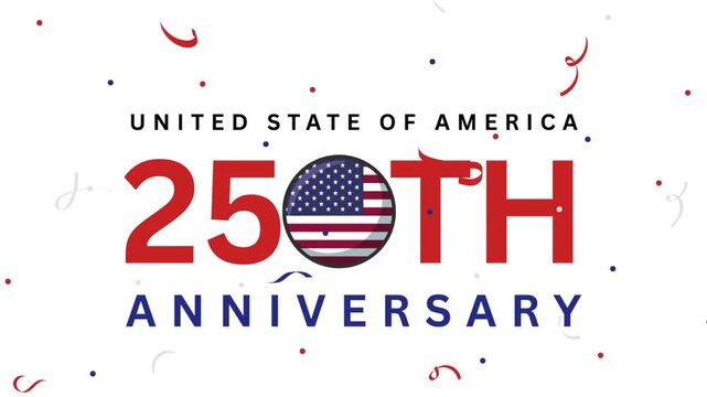 USA 250th Anniversary Celebration GIF Animation, 250 Years of freedom Patriotic Promotional Motion Graphic for Event Design, USA Flag 4th July animated video, USA 250 years animation video