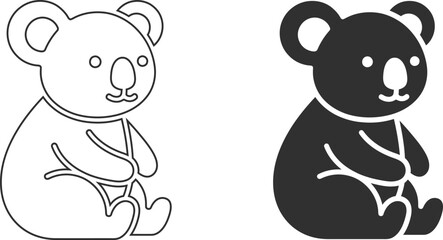 Obraz premium Two koala bear illustrations, one in black and white line