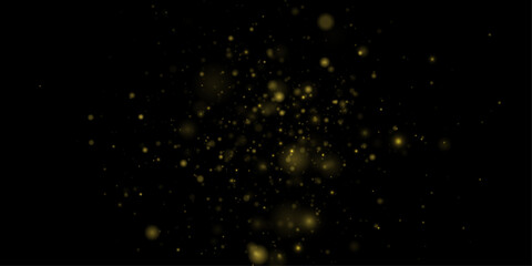 Elegant glowing particles drift with golden shimmer and sparkling festive light. Glitter and flare create magical transparent decoration. © Alexei
