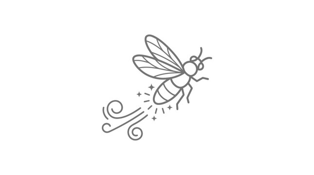 Insect Flying with Swirling Motion Lines.