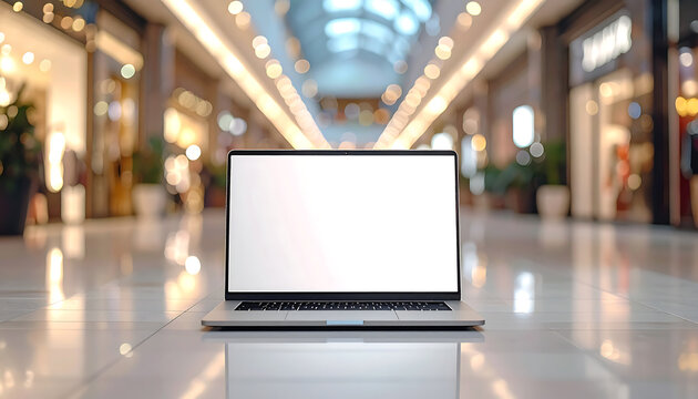 Cinematic product photography of a sleek slim laptop. The screen empty displays