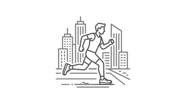 Man Running in City Street Fast.