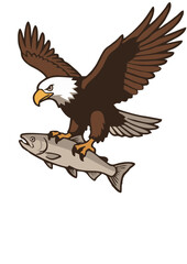 Fototapeta premium Bald Eagle Family Mascot Character in Nest with Chicks Vector Illustration