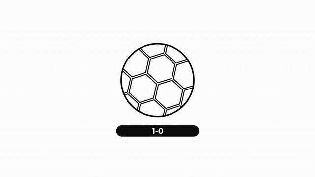 Score 1-0 Animation. Alpha matte with transparent background 4K Resulation.