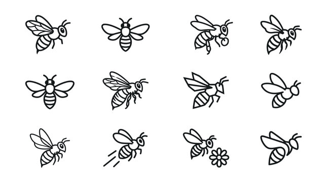 Active bee flight and movement line icons.