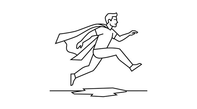 Superhero Running Man in Cape.