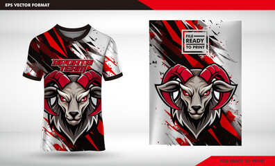 Fototapeta premium Esports Jersey Template with a Powerful Ram Head Mascot Design for Sports Team Uniform Ready to Print