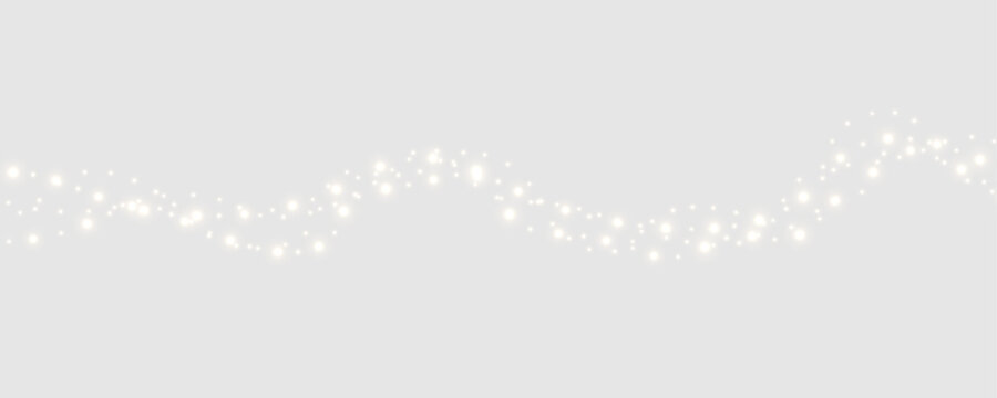 Bright holiday LED bulbs illuminate a realistic festive garland isolated on transparent background. Delicate lighting adds warmth and celebration.