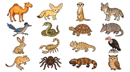 Cute Crayon Desert Animals Collection Hand Drawn Kids Style Vector © Fajar Mufridz M