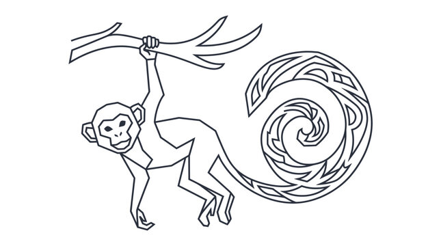 Monkey hanging from a tree branch.
