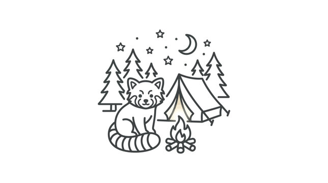 Red panda sitting by campfire.