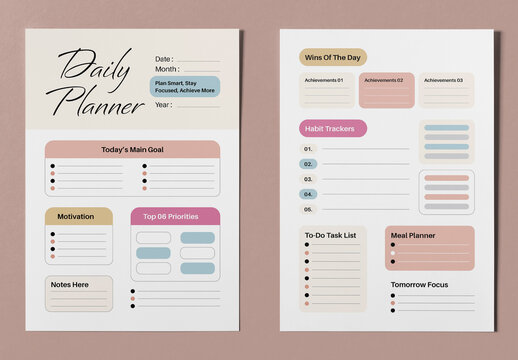 Minimalist Daily Planner Template Layout