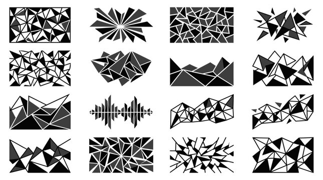Set of diverse geometric shapes and waveform patterns.
