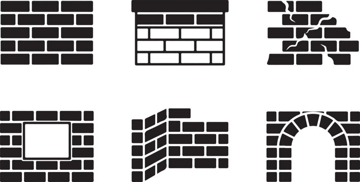 Six different brick wall styles and structures illustration Vector