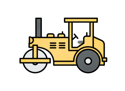 Cartoon road roller illustration, isolated on a transparent background