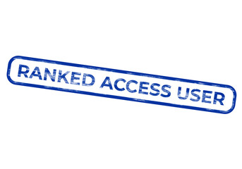 Fototapeta premium Rectangular blue and white rubber stamp reading ranked access user isolated on a transparent background