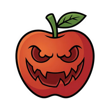 Halloween apple jack o lantern isolated on transparent background