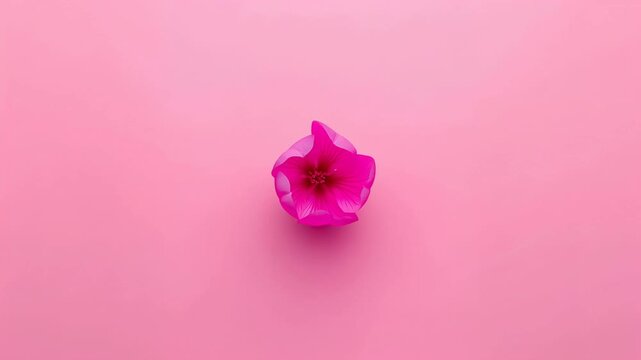 Pink flower with delicate petals gradually opening against a soft pink background, showcasing vibrant colors and intricate details in a visually appealing arrangement