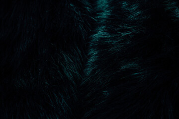 Abstract deep dark teal color soft fluffy luxurious synthetic fur textile background texture surface © reddish