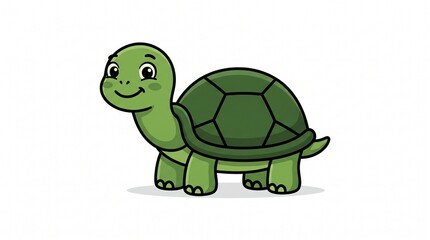 Fototapeta premium Cute Cartoon Turtle Illustration in Flat 2D Style for Kids and Education