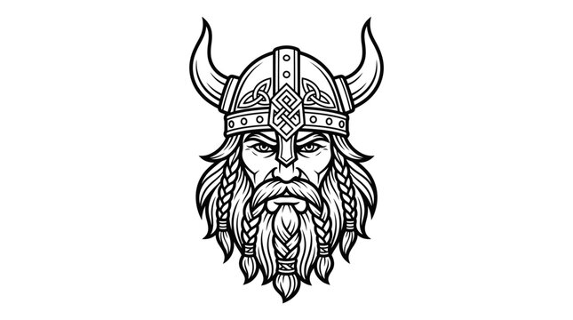 Viking warrior with horned helmet head.