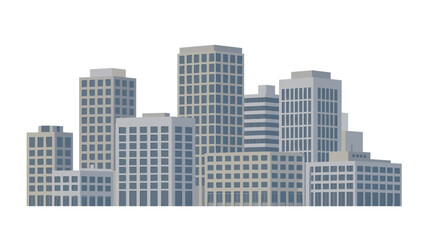 Fototapeta premium Modern office buildings and skyscrapers with grey facades creating a dense urban skyline for architectural and city development planning projects.