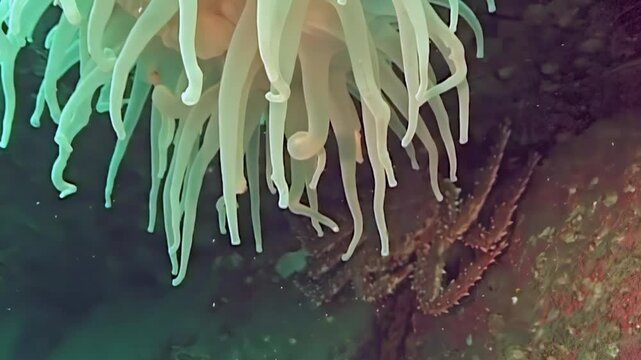 A magnificent Red King Crab, Paralithodes Camtschaticus, finds refuge in the frigid Arctic depths.