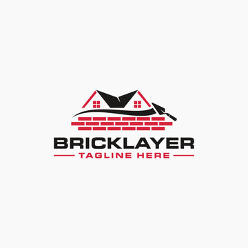 Masonry brick wall construction logo template design 1