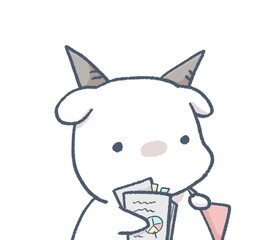 Naklejka premium ゆるかわヤギの手描きイラスト