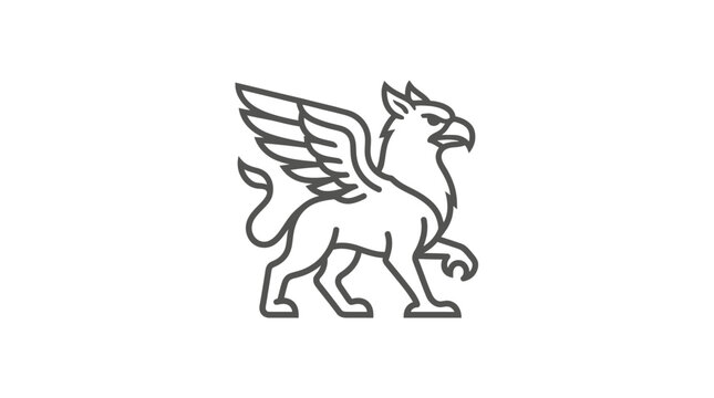 Winged Lion Mythical Creature Drawing.