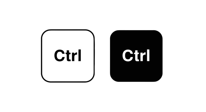 Vector illustration of two ctrl keyboard keys, one white and one black, on a transparent background
