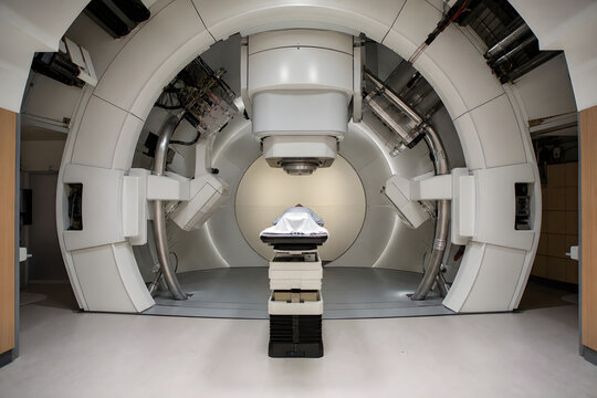 Monumental proton therapy gantry in clinical treatment room