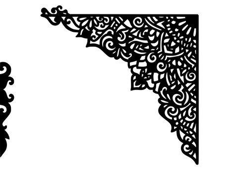 Decorative Mandala Style Corner Border Vector Illustration for Laser Cutting