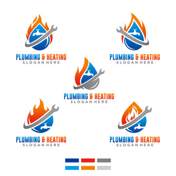 graphic vector of plumbing, heating  service Logo Design template