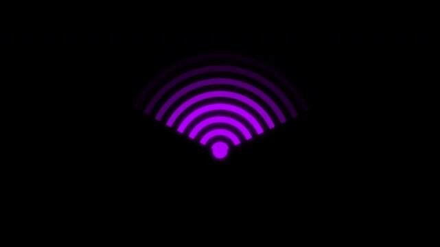 Minimal Purple WiFi Network Symbol Animation. High quality 4k footage