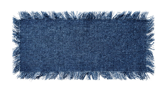 Frayed rectangle dark blue denim jeans fabric patch