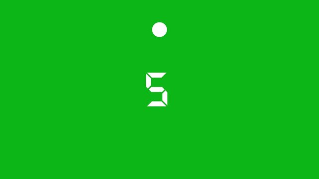 Minimal countdown timer with tailed lines circling counterclockwise from 10 to 0 seconds. White on green. Isolated animation on transparent background. .