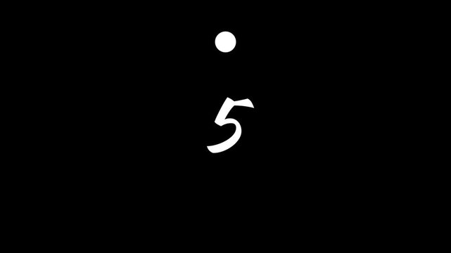 Minimal countdown timer with tailed lines circling counterclockwise from 10 to 0 seconds. White on black. Isolated animation on transparent background. .