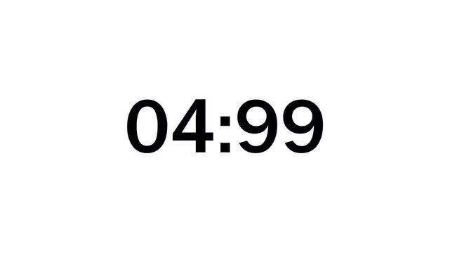 Black Digital Countdown Timer On White Background 10 Seconds 4K