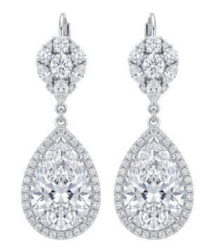 Elegant diamond teardrop chandelier earrings jewelry pair