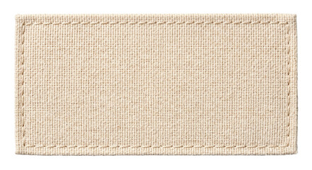 Blank beige fabric rectangle clothing label patch template