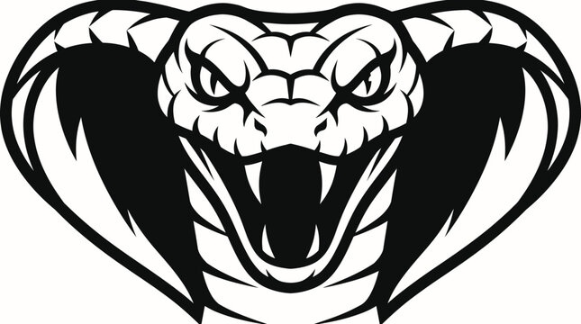 Menacing king cobra snake head tattoo style mascot