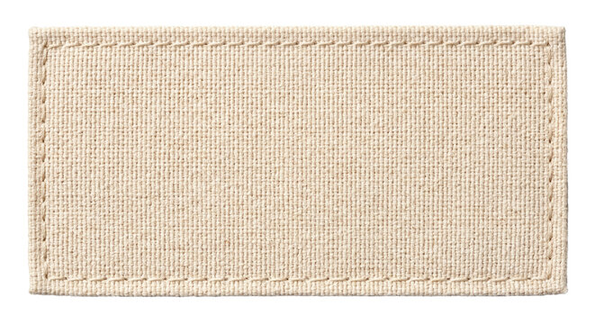 Blank beige fabric rectangle clothing label patch template