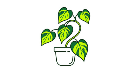 Philodendron Brasil Plant in Pot, Vector Illustration © Herukloro