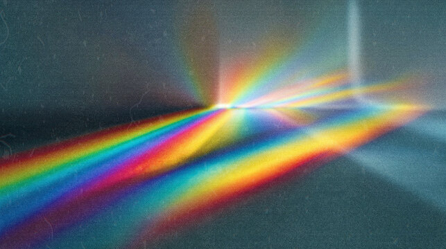 Abstract Prism Light Refraction with Vibrant Rainbow Spectrum on Dark Minimal Background