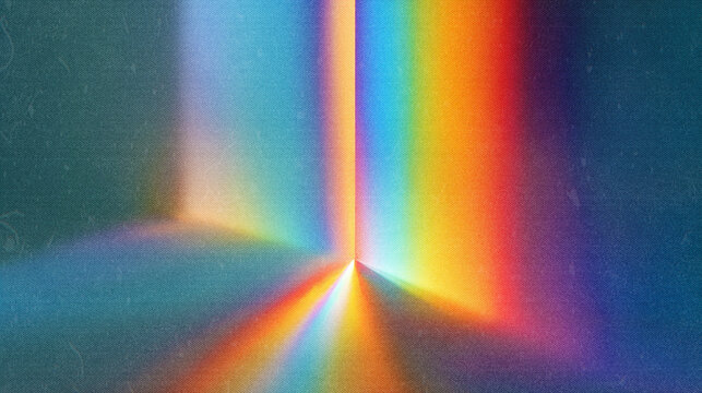 Abstract Prism Light Refraction with Vibrant Rainbow Spectrum on Dark Minimal Background