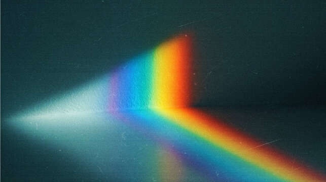 Abstract Rainbow Prism Light Refraction on Minimal Blue Background