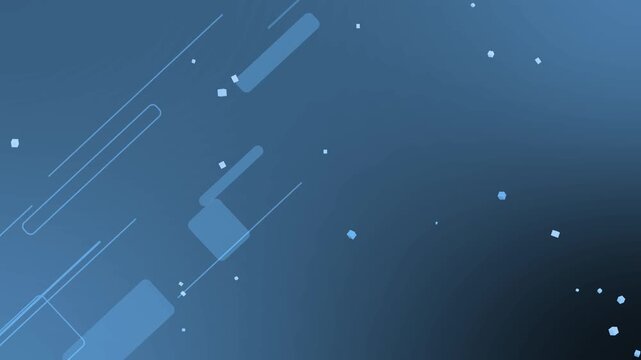 Abstract background with glowing geometric shapes lines and small floating dots animation